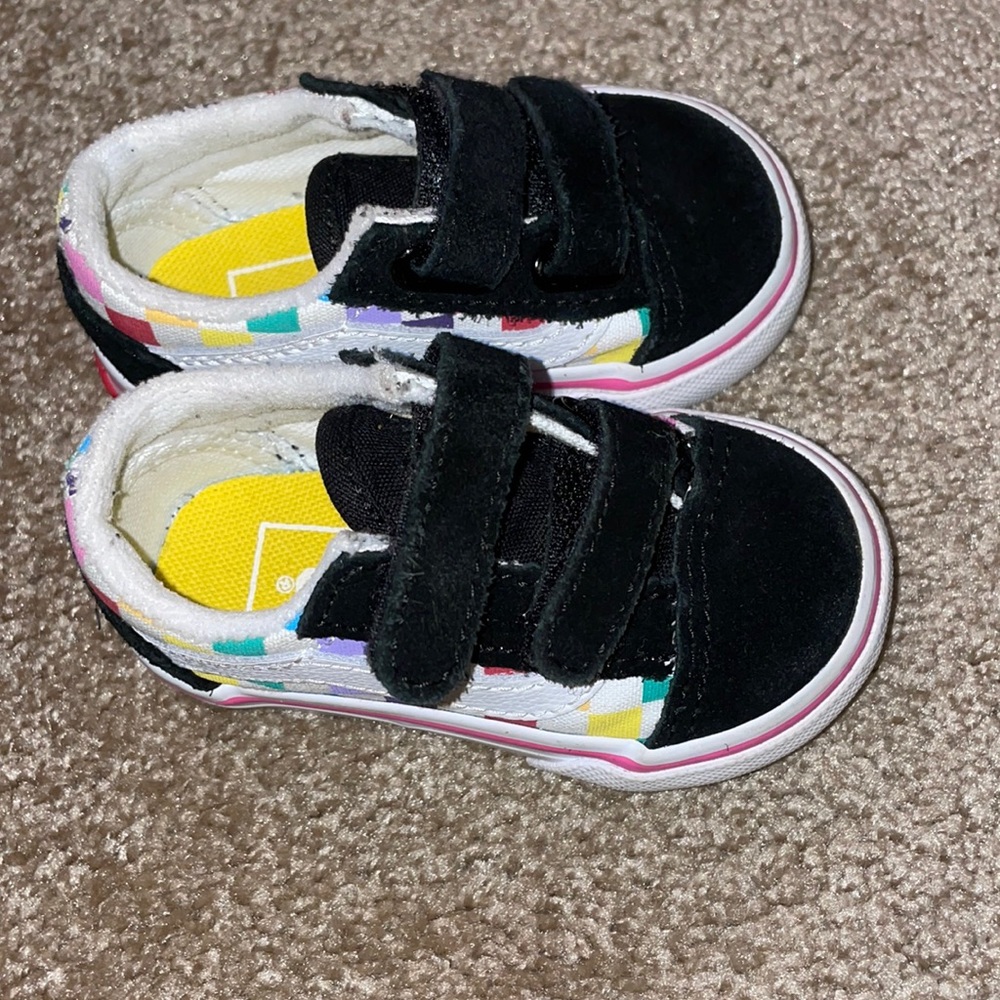 Rainbow checkerboard Vans